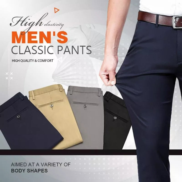 Pantalones clásicos de alto estiramiento para hombre