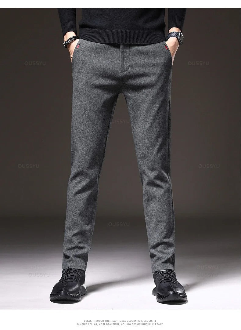 Pantalones casuales de tela cepillada para hombre