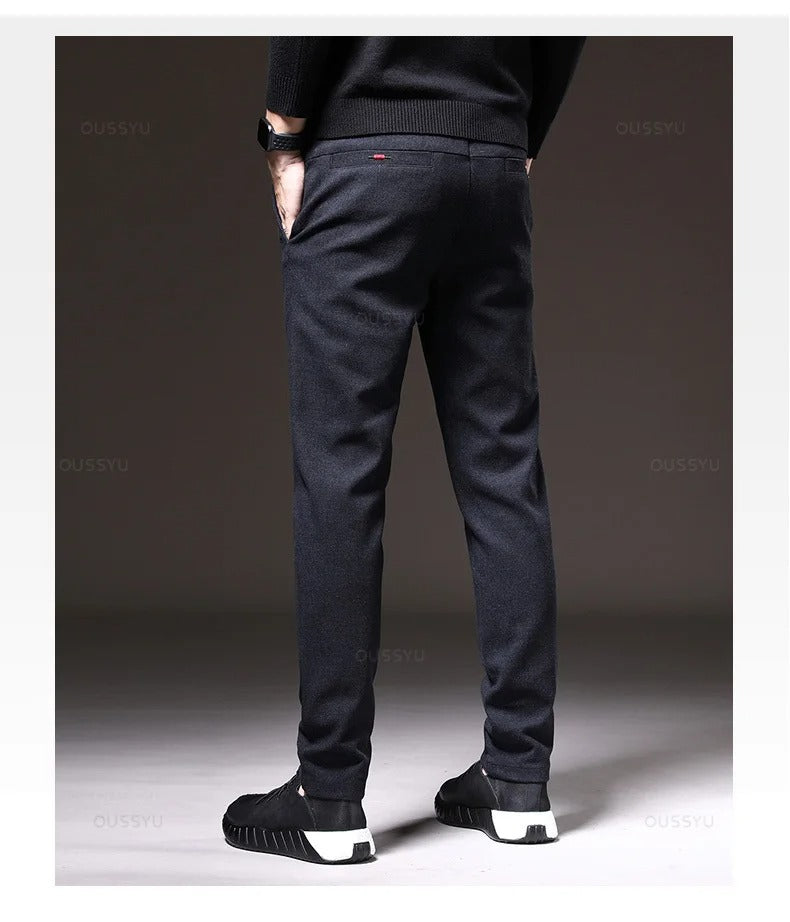 Pantalones casuales de tela cepillada para hombre