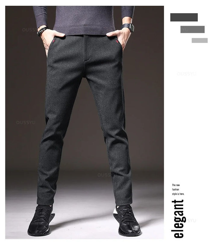 Pantalones casuales de tela cepillada para hombre