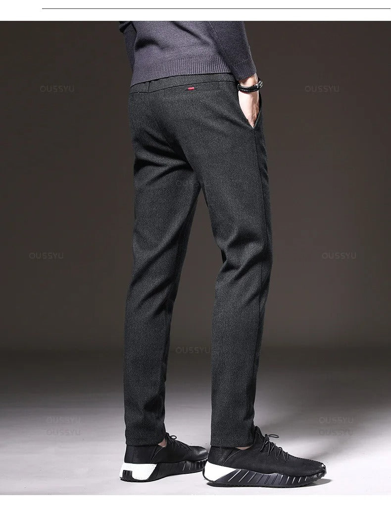 Pantalones casuales de tela cepillada para hombre