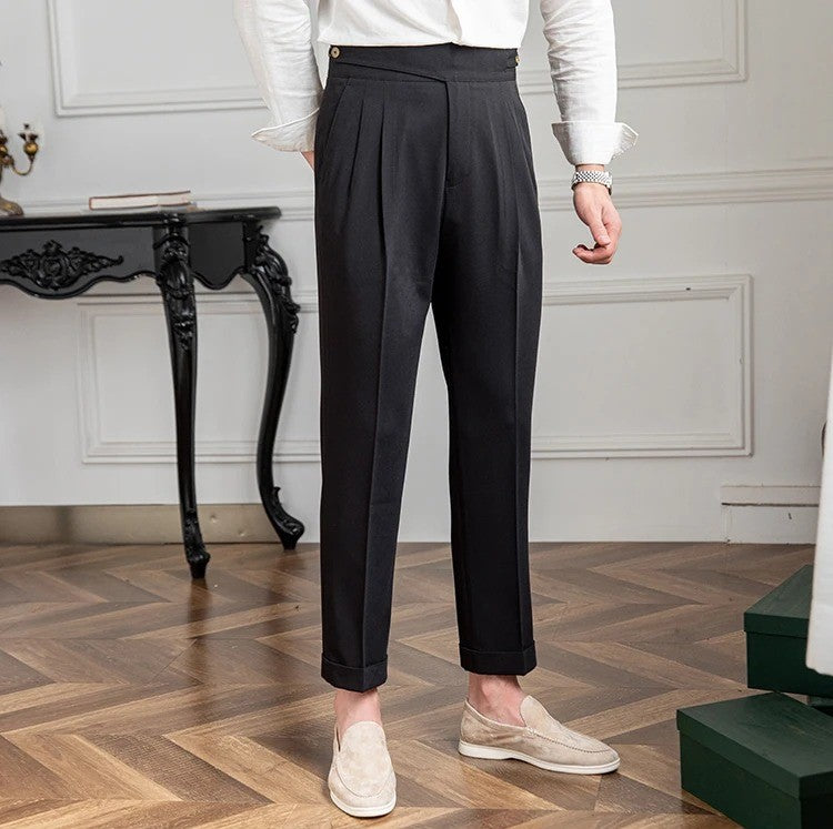 Straight Fit Pleated Trousers