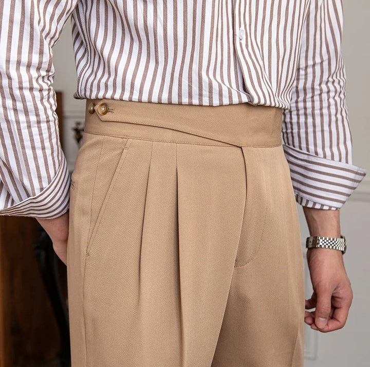 Straight Fit Pleated Trousers