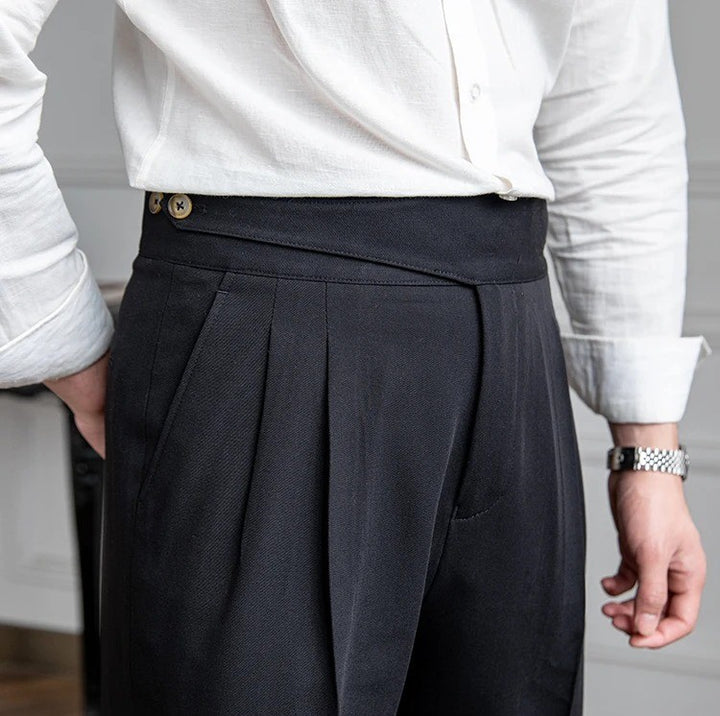 Straight Fit Pleated Trousers