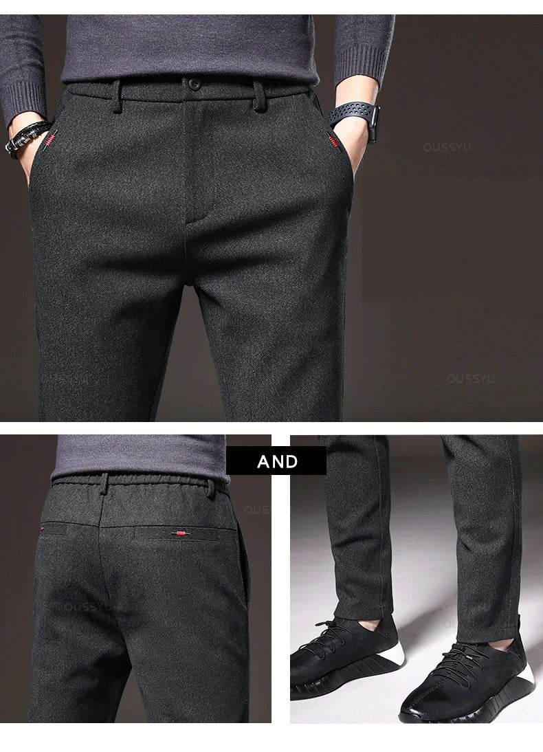 Pantalones casuales de tela cepillada para hombre