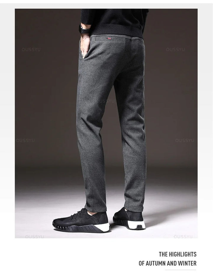 Pantalones casuales de tela cepillada para hombre