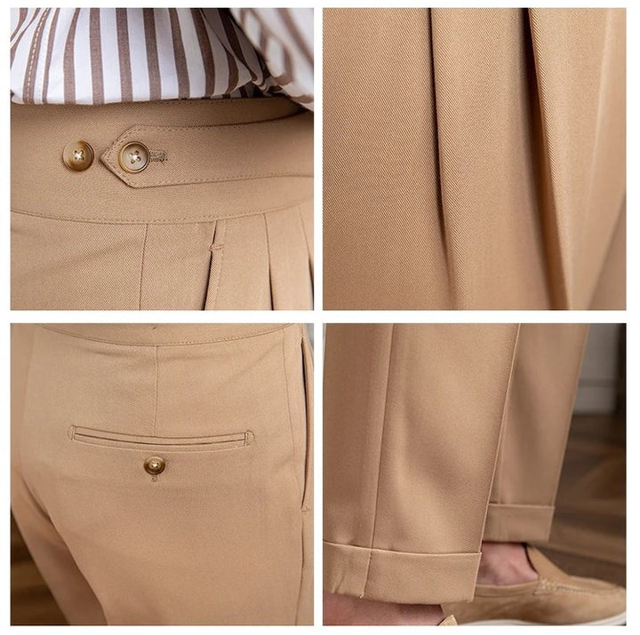 Straight Fit Pleated Trousers