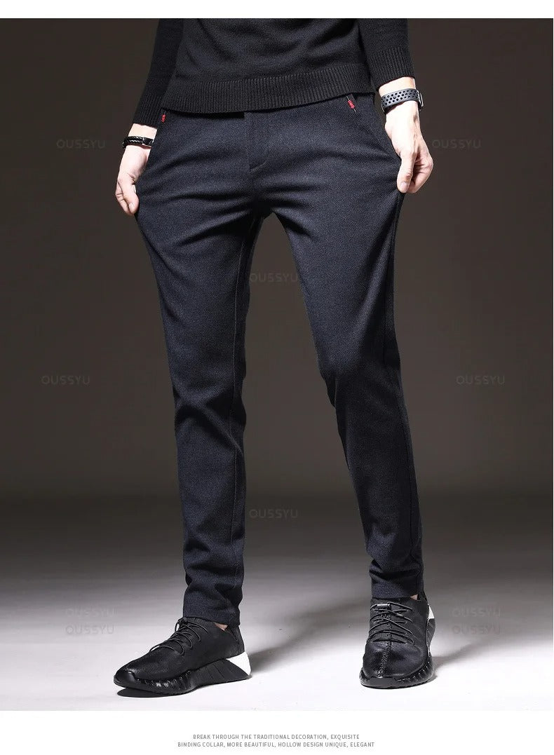 Pantalones casuales de tela cepillada para hombre