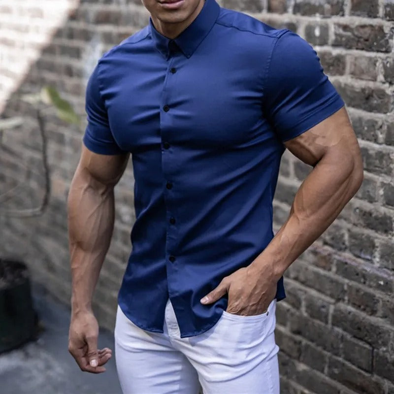 Polo de manga corta antiarrugas para hombre 